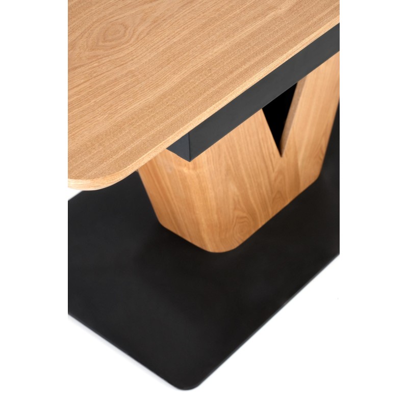 'UMBERTO Extendable Table Top - Natural Oak, Leg - Natural Oak / Black' 'UMBERTO Extendable Table Top - Natural Oak, Leg - Natural Oak / Black'