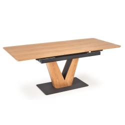 'UMBERTO Extendable Table Top - Natural Oak, Leg - Natural Oak / Black' 'UMBERTO Extendable Table Top - Natural Oak, Leg - Natural Oak / Black'