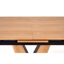 'UMBERTO Extendable Table Top - Natural Oak, Leg - Natural Oak / Black' 'UMBERTO Extendable Table Top - Natural Oak, Leg - Natural Oak / Black'