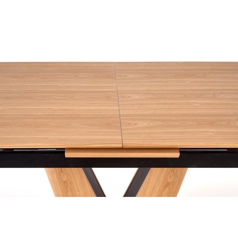 'UMBERTO Extendable Table Top - Natural Oak, Leg - Natural Oak / Black' 'UMBERTO Extendable Table Top - Natural Oak, Leg - Natural Oak / Black'