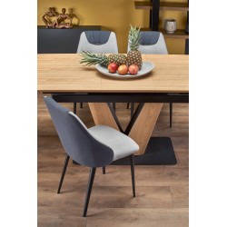 'UMBERTO Extendable Table Top - Natural Oak, Leg - Natural Oak / Black' 'UMBERTO Extendable Table Top - Natural Oak, Leg - Natural Oak / Black'