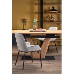 'UMBERTO Extendable Table Top - Natural Oak, Leg - Natural Oak / Black' 'UMBERTO Extendable Table Top - Natural Oak, Leg - Natural Oak / Black'