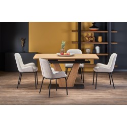 'UMBERTO Extendable Table Top - Natural Oak, Leg - Natural Oak / Black' 'UMBERTO Extendable Table Top - Natural Oak, Leg - Natural Oak / Black'