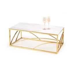 'UNIVERSE 3 Coffee Table, White Marble / Gold'
