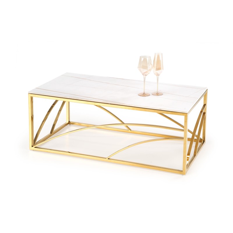 'UNIVERSE 3 Coffee Table, White Marble / Gold' 'UNIVERSE 3 Coffee Table, White Marble / Gold'