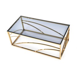 'UNIVERSE SQUARE Coffee Table, Frame - Gold, Glass - Smoked' 'UNIVERSE SQUARE Coffee Table, Frame - Gold, Glass - Smoked'