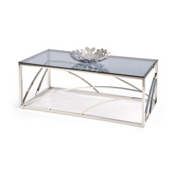 'UNIVERSE Coffee Table, Frame - Silver, Glass - Smoked'
