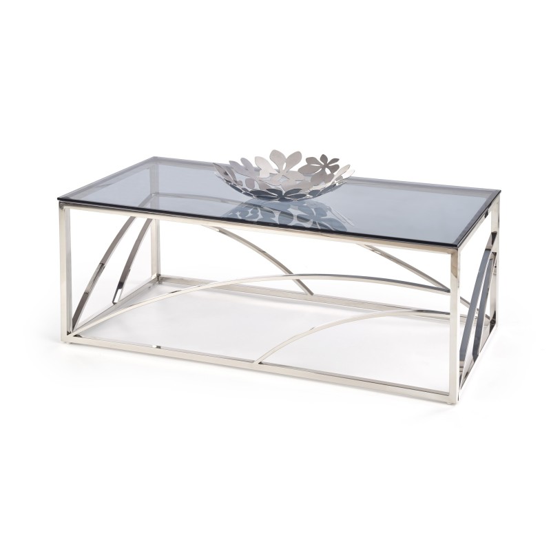 'UNIVERSE Coffee Table, Frame - Silver, Glass - Smoked'