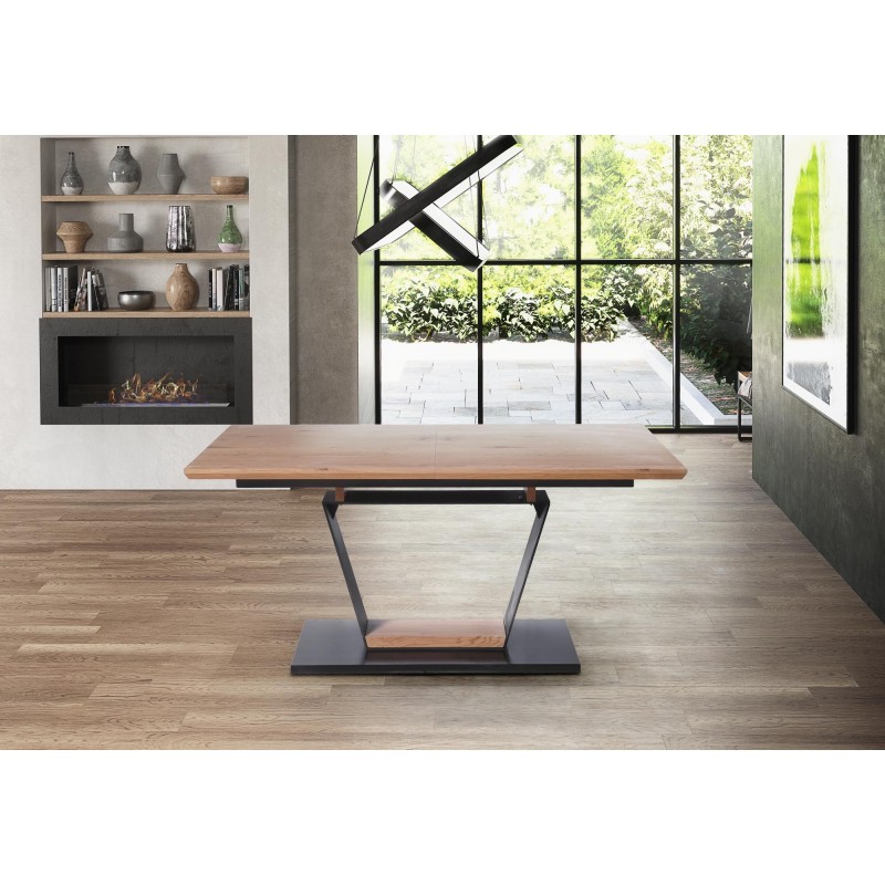 'URBANO Extendable Table, Top - Golden Oak, Leg - Black / Golden Oak' 'URBANO Extendable Table, Top - Golden Oak, Leg - Black / Golden Oak'