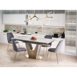 'VALENTINO Extendable Table in Light Ash/Gold'