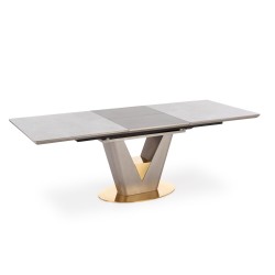 'VALENTINO Extendable Table in Light Ash/Gold' 'VALENTINO Extendable Table in Light Ash/Gold'