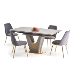 'VALENTINO Extendable Table in Light Ash/Gold' 'VALENTINO Extendable Table in Light Ash/Gold'