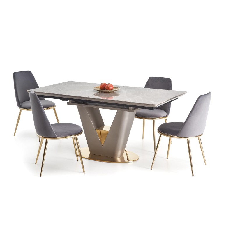 'VALENTINO Extendable Table in Light Ash/Gold' 'VALENTINO Extendable Table in Light Ash/Gold'