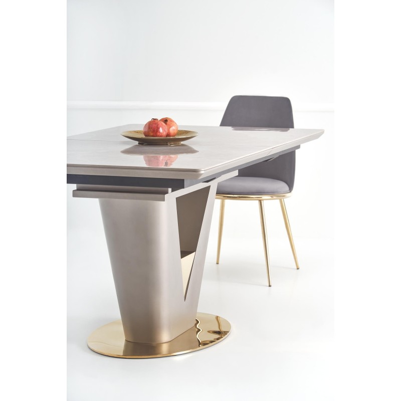 'VALENTINO Extendable Table in Light Ash/Gold' 'VALENTINO Extendable Table in Light Ash/Gold'