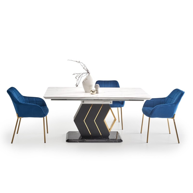 'VALENTINO Extendable Table in Light Ash/Gold' 'VALENTINO Extendable Table in Light Ash/Gold'