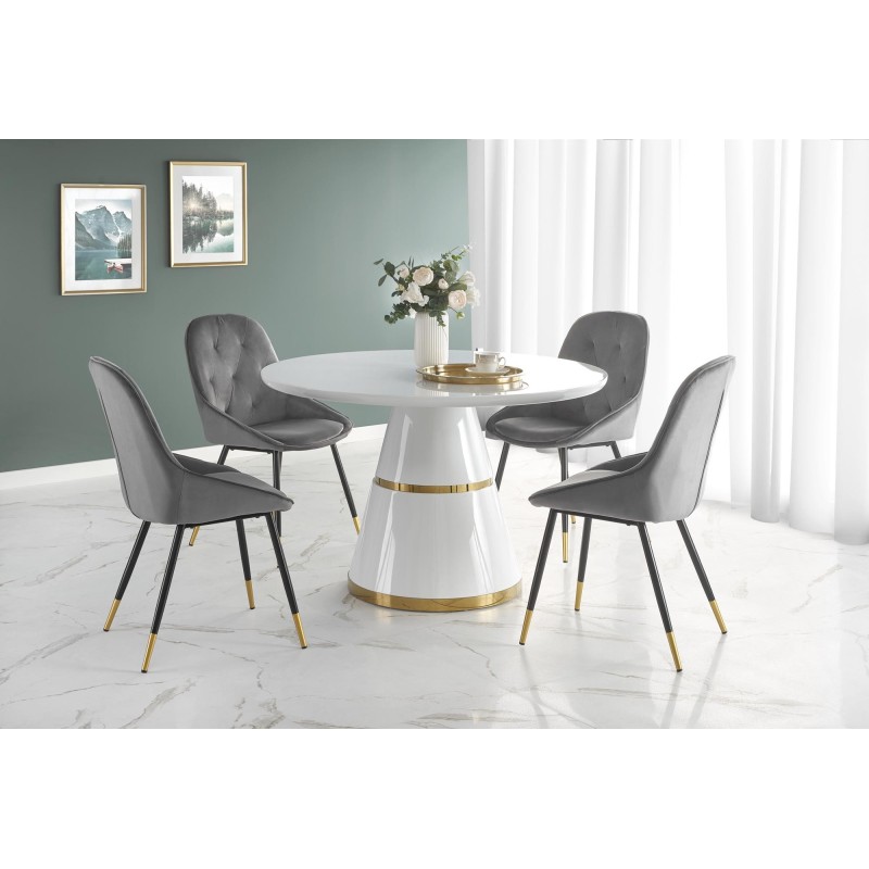 'VEGAS Table, Top - White, Leg - White / Gold'
