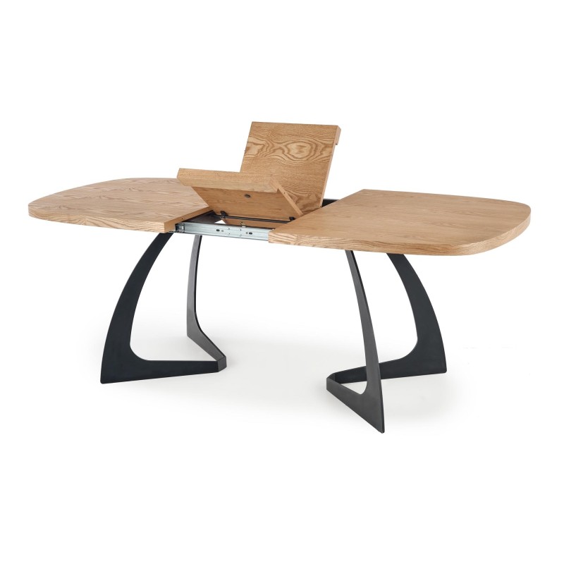'VELDON Extendable Table, Top - Natural Oak, Legs - Black' 'VELDON Extendable Table, Top - Natural Oak, Legs - Black'