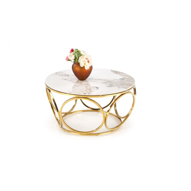 'VENUS 2 Coffee Table, White Marble / Gold'