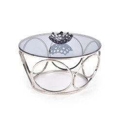 'VENUS Coffee Table, Frame - Silver, Glass - Smoked'