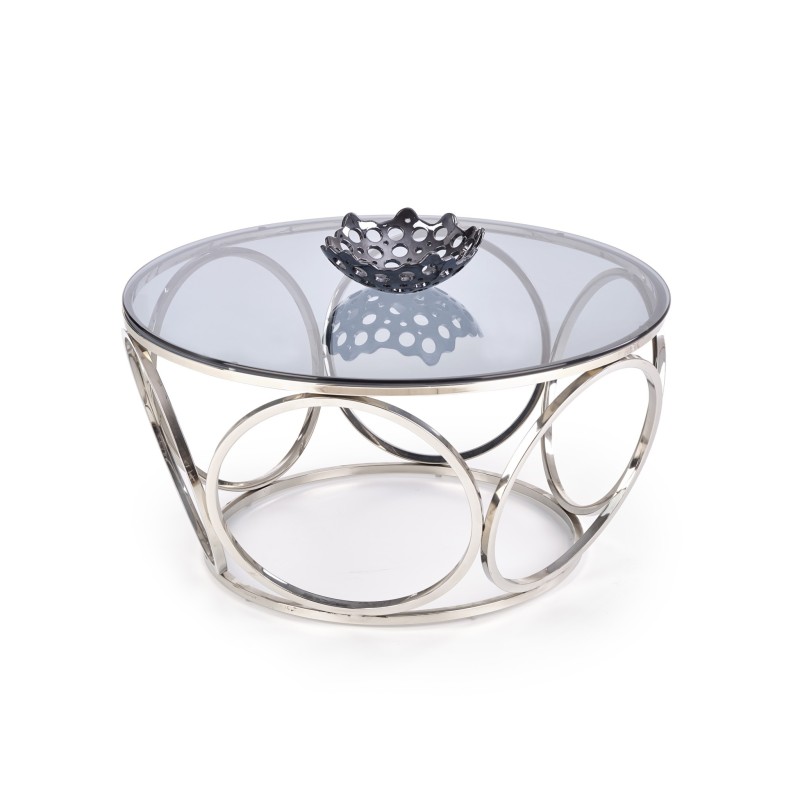 'VENUS Coffee Table, Frame - Silver, Glass - Smoked'