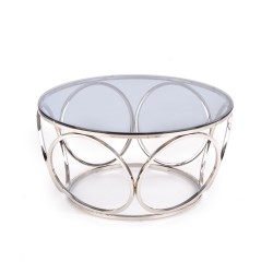 'VENUS Coffee Table, Frame - Silver, Glass - Smoked' 'VENUS Coffee Table, Frame - Silver, Glass - Smoked'