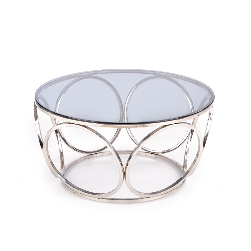 'VENUS Coffee Table, Frame - Silver, Glass - Smoked' 'VENUS Coffee Table, Frame - Silver, Glass - Smoked'