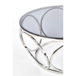 'VENUS Coffee Table, Frame - Silver, Glass - Smoked' 'VENUS Coffee Table, Frame - Silver, Glass - Smoked'