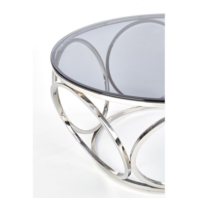 'VENUS Coffee Table, Frame - Silver, Glass - Smoked' 'VENUS Coffee Table, Frame - Silver, Glass - Smoked'