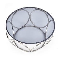 'VENUS Coffee Table, Frame - Silver, Glass - Smoked' 'VENUS Coffee Table, Frame - Silver, Glass - Smoked'