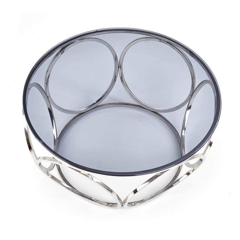 'VENUS Coffee Table, Frame - Silver, Glass - Smoked' 'VENUS Coffee Table, Frame - Silver, Glass - Smoked'