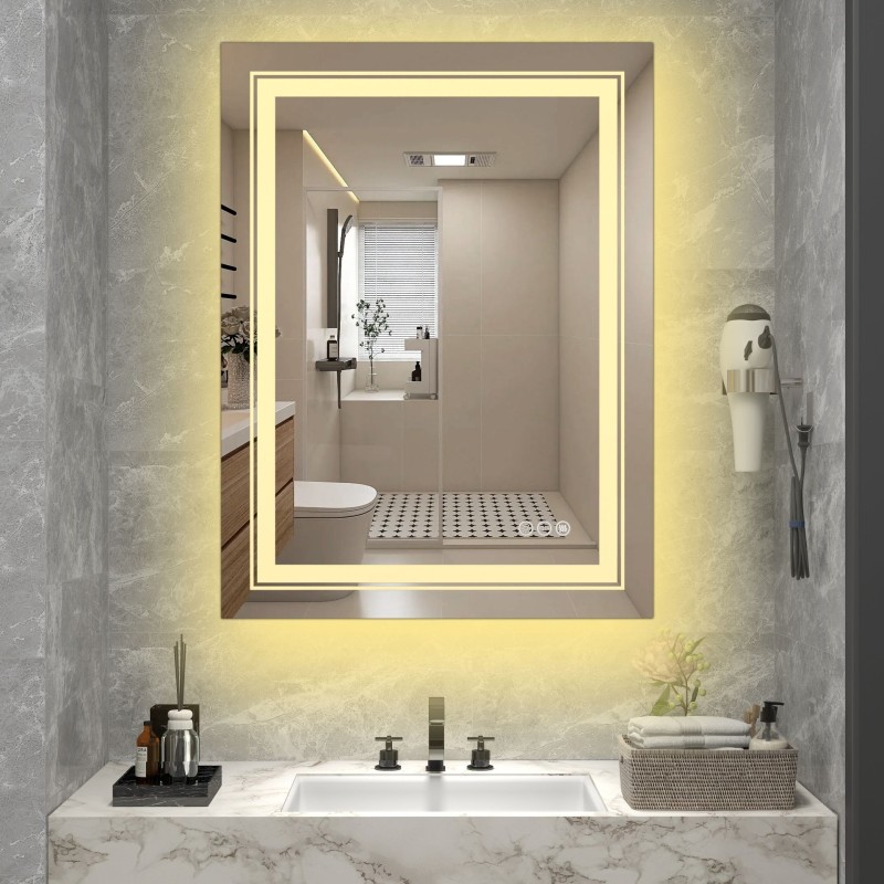 'VERO Wall Bathroom Mirror, Silver' 'VERO Wall Bathroom Mirror, Silver'