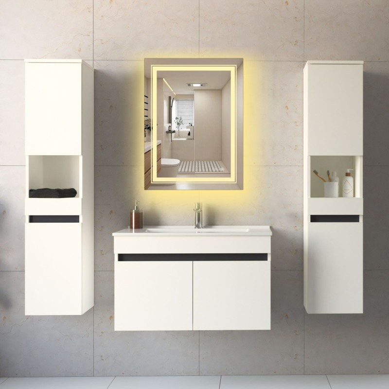 'VERO Wall Bathroom Mirror, Silver' 'VERO Wall Bathroom Mirror, Silver'