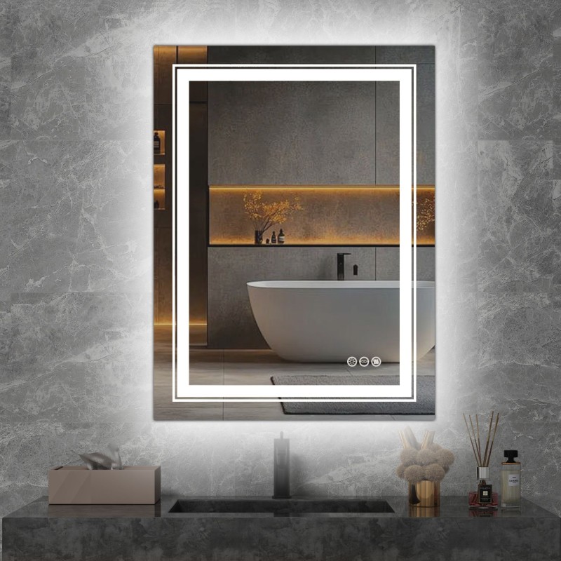 'VERO Wall Bathroom Mirror, Silver' 'VERO Wall Bathroom Mirror, Silver'
