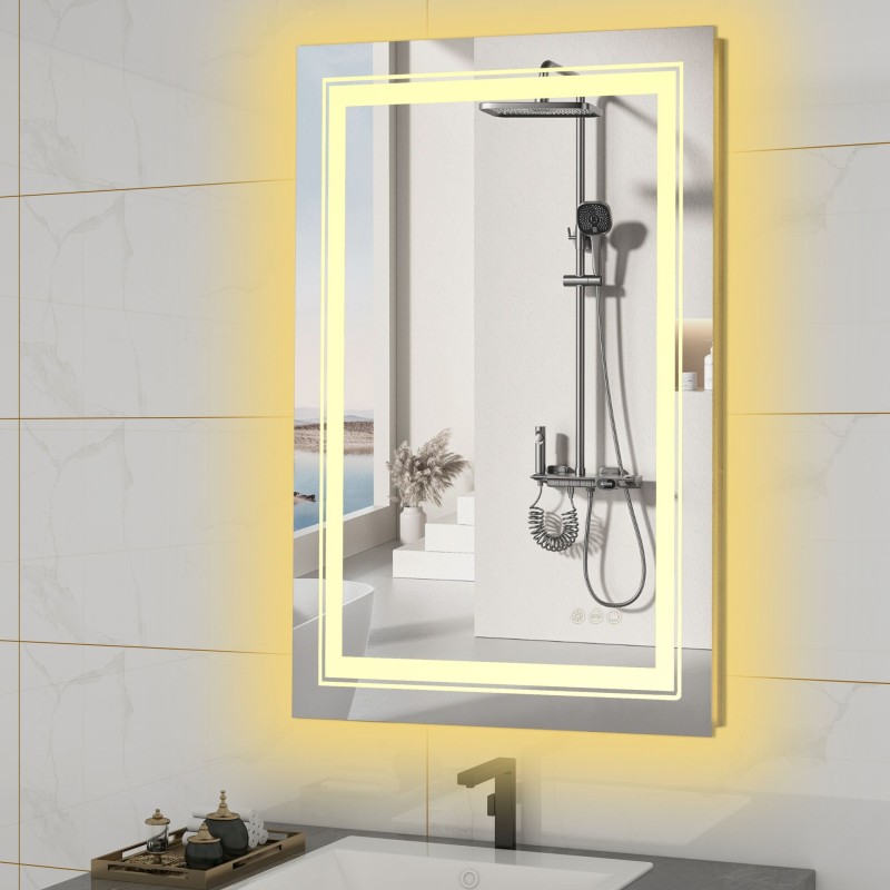 'VERO Wall Bathroom Mirror, Silver' 'VERO Wall Bathroom Mirror, Silver'