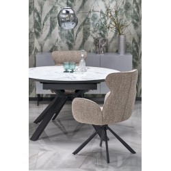 'VERTIGO Extendable Table, Top - White Marble, Legs - Black' 'VERTIGO Extendable Table, Top - White Marble, Legs - Black'