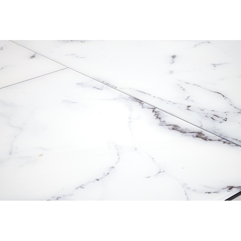 'VERTIGO Extendable Table, Top - White Marble, Legs - Black' 'VERTIGO Extendable Table, Top - White Marble, Legs - Black'