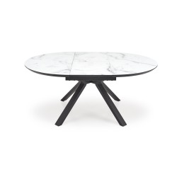 'VERTIGO Extendable Table, Top - White Marble, Legs - Black' 'VERTIGO Extendable Table, Top - White Marble, Legs - Black'