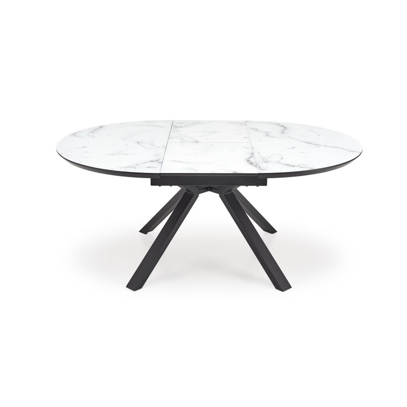 'VERTIGO Extendable Table, Top - White Marble, Legs - Black' 'VERTIGO Extendable Table, Top - White Marble, Legs - Black'