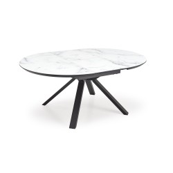 'VERTIGO Extendable Table, Top - White Marble, Legs - Black' 'VERTIGO Extendable Table, Top - White Marble, Legs - Black'