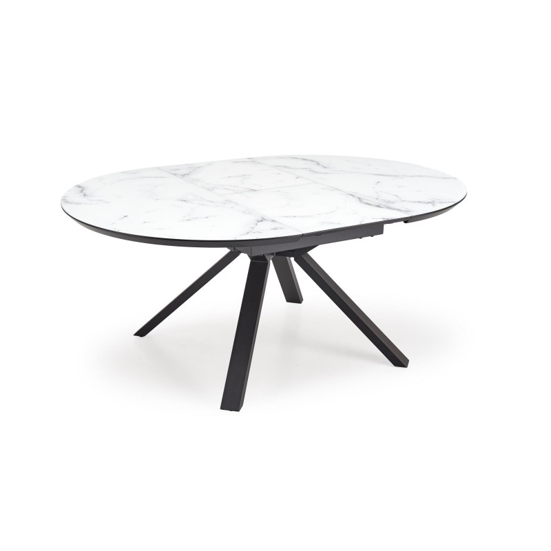 'VERTIGO Extendable Table, Top - White Marble, Legs - Black' 'VERTIGO Extendable Table, Top - White Marble, Legs - Black'