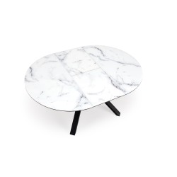 'VERTIGO Extendable Table, Top - White Marble, Legs - Black' 'VERTIGO Extendable Table, Top - White Marble, Legs - Black'
