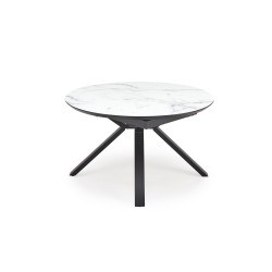 'VERTIGO Extendable Table, Top - White Marble, Legs - Black' 'VERTIGO Extendable Table, Top - White Marble, Legs - Black'