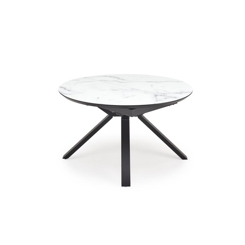 'VERTIGO Extendable Table, Top - White Marble, Legs - Black' 'VERTIGO Extendable Table, Top - White Marble, Legs - Black'