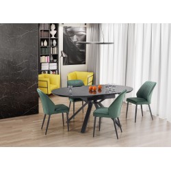 'VERTIGO Extendable Table, Top - Black Marble, Legs - Black'