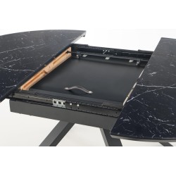 'VERTIGO Extendable Table, Top - Black Marble, Legs - Black' 'VERTIGO Extendable Table, Top - Black Marble, Legs - Black'