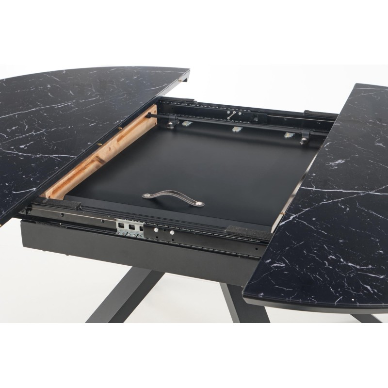 'VERTIGO Extendable Table, Top - Black Marble, Legs - Black' 'VERTIGO Extendable Table, Top - Black Marble, Legs - Black'