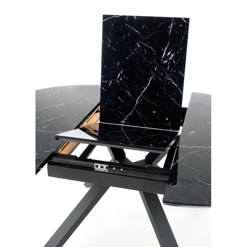 'VERTIGO Extendable Table, Top - Black Marble, Legs - Black' 'VERTIGO Extendable Table, Top - Black Marble, Legs - Black'