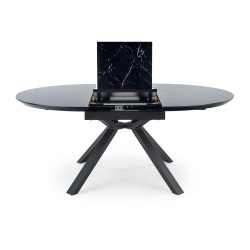 'VERTIGO Extendable Table, Top - Black Marble, Legs - Black' 'VERTIGO Extendable Table, Top - Black Marble, Legs - Black'