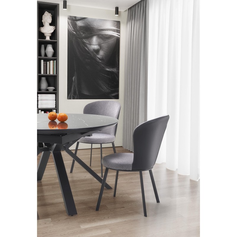 'VERTIGO Extendable Table, Top - Black Marble, Legs - Black' 'VERTIGO Extendable Table, Top - Black Marble, Legs - Black'