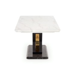 'VINCENZO Extendable Table Top: White Marble, Black/Gold Leg' 'VINCENZO Extendable Table Top: White Marble, Black/Gold Leg'